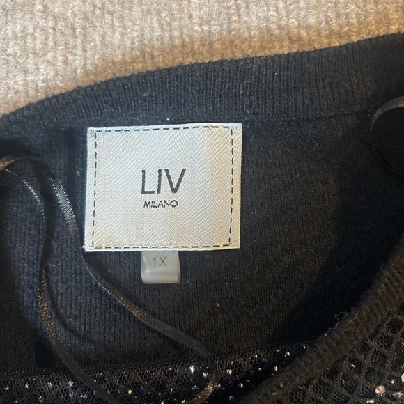 Elegant Black Sweater with Mesh Detail 1241 - Picture 2 of 3